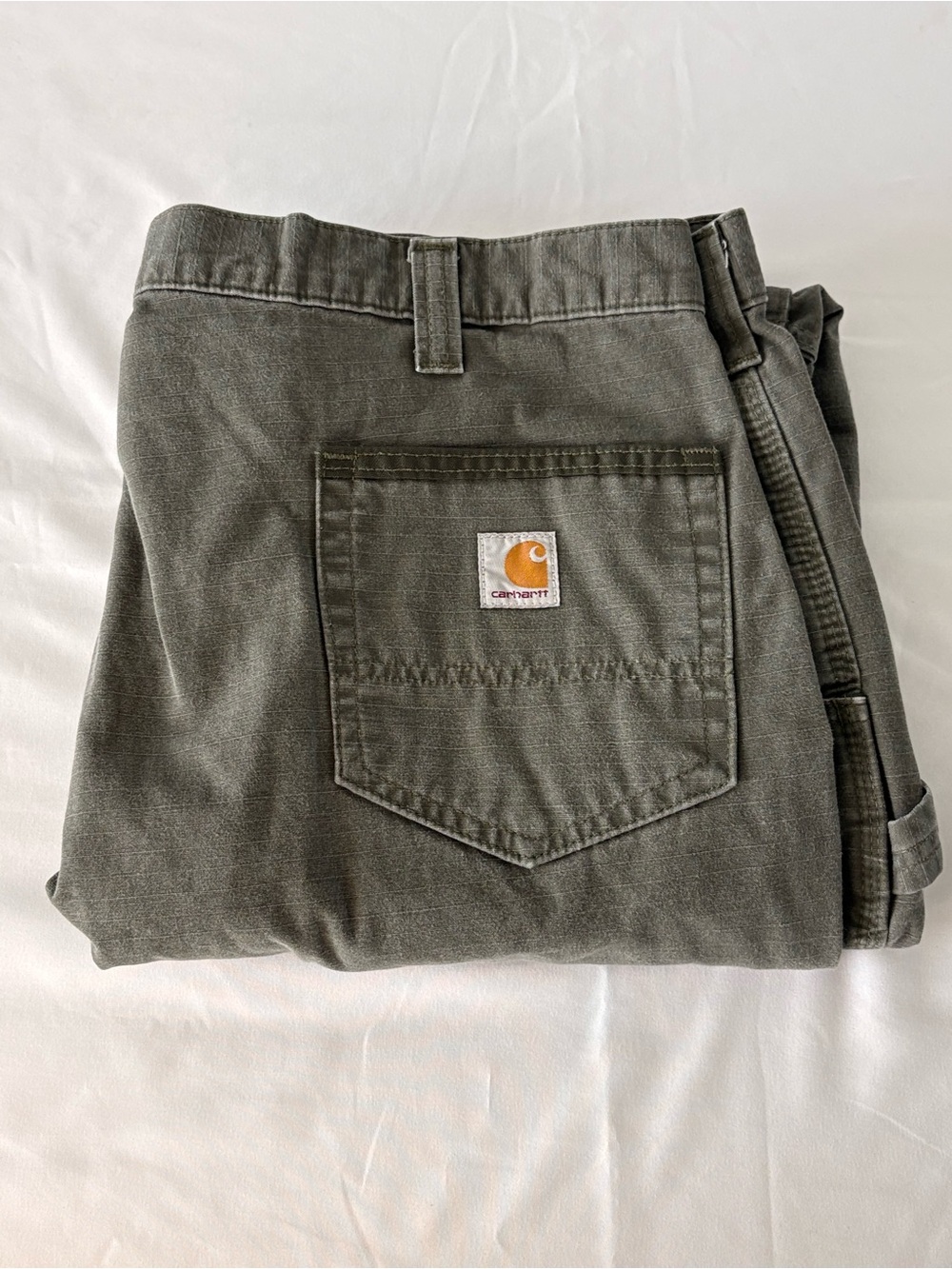 Carhartt Double Knee Ripstop Cargo Pants 40x30 Olive Green Stained Workwear